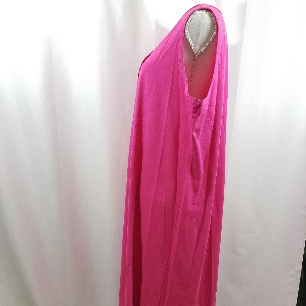 Denim & Co Sleeveless V-Neck 2XP Pink Jersey Dress - Picture 7 of 16